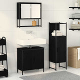 Bathroom Furniture Set with Shelf 3 pcs Black Engineered wood 3334369