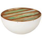 Bowl-shaped Coffee Table White 50x24 cm Solid Wood Reclaimed 352020
