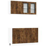 4 Piece Kitchen Cabinet Set "Porto" Smoked Oak Engineered Wood 3314876