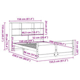 Bookcase Bed without Mattress 150x200 cm King Size Solid Wood Pine 3322473