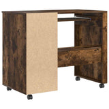 Desk with Wheels Smoked Oak 91 x 50 x 77 cm Engineered Wood 869534