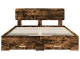 Bed Frame with Drawer Smoked Oak 120 x 200 cm Engineered Wood 3412395