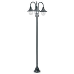 ZNTS Garden Post Light E27 220 cm Aluminium 3-Lantern Dark Green 44216