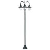 ZNTS Garden Post Light E27 220 cm Aluminium 3-Lantern Dark Green 44216
