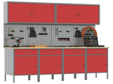 Work Cabinet with Drawer 10 pcs Red Engineered Wood and Steel 3321483