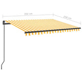 Manual Retractable Awning with LED 3.5x2.5 m Yellow and White 3070123