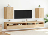 TV Wall Cabinet with LED Lights Sonoma Oak 30.5x35x70 cm 837236