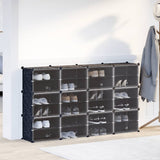 Storage Cube Organiser with 12 Cubes and Doors Black PP 4019578