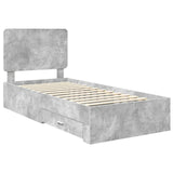 Bed Frame with Drawer Concrete Grey 70 x 190 cm Engineered Wood 3412849
