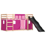 Bunk Bed without Mattress with Slide and Curtains Pink 80x200 cm 3284118