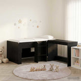 Kids'High Bed Frame with Desk 2 pcs Black Oak Engineered Wood 3423463