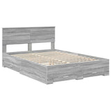 Bed Frame with Drawer Grey Sonoma 140 x 200 cm Engineered Wood 3410891