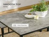 Dining Table and Chairs Set for 4 People, Concrete Effect Kitchen Table and Bench Set with Steel T3398P342283