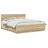 Bed Frame Sonoma Oak 200 x 200 cm Engineered Wood 3408042
