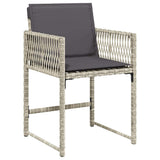 11 Piece Garden Dining Set with Cushions Light Grey Poly Rattan 3211571