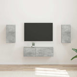 TV Wall Cabinet Set 4 pcs Concrete Grey Engineered Wood 3408910