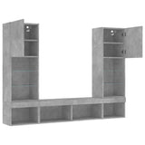 5 Piece TV Wall Units with LED Concrete Grey Engineered Wood 3216693
