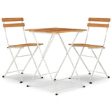 ZNTS 3 Piece Folding Bistro Set Solid Wood Acacia and Steel 319972