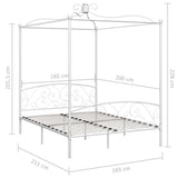Bed Frame without Mattress with Canopy White 160x200 cm Metal 284472