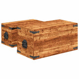 Storage Chest Set 2 Pieces Rough Mango Wood 241634