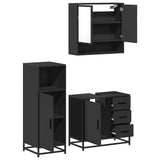 ZNTS 3 Piece Bathroom Furniture Set Black Engineered Wood 3300985