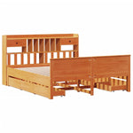 ZNTS Bookcase Bed without Mattress Wax Brown 200x200cm Solid Wood Pine 3308911