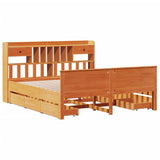 ZNTS Bookcase Bed without Mattress Wax Brown 200x200cm Solid Wood Pine 3308911