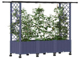 Raised Bed with Trellis and Roof Grey 162.5 x 40 x 142 cm PP 3423118