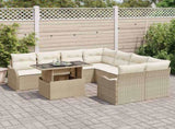 Garden Sofa Set with Cushion Manual 9 pcs Beige Poly Rattan 3357174
