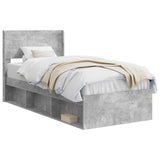 Bed Frame with Storage and Headboard Concrete Grey 90 x 200 cm 3414254