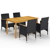 Garden Dining Set Black Solid acacia wood 5 Piece 3095866