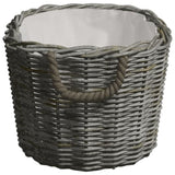 Firewood Basket with Carrying Handles 60x40x28 cm Grey Willow 286985