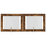 Dog Gate with Stands 2 pcs Smoked Oak 100 x 80 cm 892057