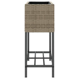 Garden Planter with Shelf Grey Poly Rattan 366389