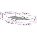 Bed Frame White 90 x 220 cm Solid Pine Wood 873368