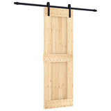 Sliding Door Natural and Black 70 x 210 cm Solid Pine Wood 3444917