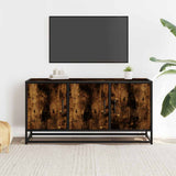 TV Cabinet Smoked Oak 100x35x50 cm Engineered Wood and Metal 848831