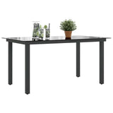 42788 Garden Table Black 150x90x74 cm Aluminium and Glass