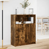 Sideboard with LED Smoked Oak 77x34x100 cm Engineered Wood 852149