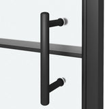 Shower Door 91x195 cm Half Frosted Tempered Glass Black 151866