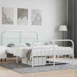 Bed Frame White Powder-Coated Steel 140x190 cm Bed Frame 352645