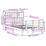 ZNTS Bookcase Bed without Mattress Wax Brown 135x190 cm Double Solid Wood Pine 3322809