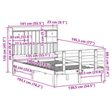 ZNTS Bookcase Bed without Mattress Wax Brown 135x190 cm Double Solid Wood Pine 3322809