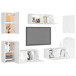7 Piece TV Cabinet Set White Engineered Wood 3078672