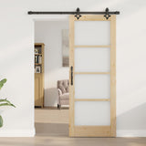 Sliding Door Natural 78 x 202 cm Solid Pine Wood and Glass 3332271