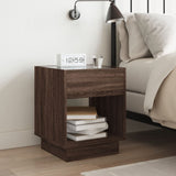 ZNTS Bedside Table with Infinity LED Brown Oak 40x40x50 cm 3284083