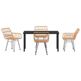 Garden Dining Set 5 pcs Brown Powder-Coated Steel 3379179
