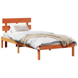 Bed Frame with Headboard Brown 75 x 190 cm Solid Pine wood 872148