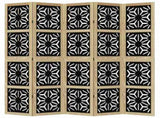 Room Divider 5 Panels Brown and Black Solid Wood Paulownia 358806