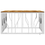 ZNTS Coffee Table Silver Stainless Steel and Solid Wood Acacia 350063
